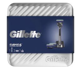 Gillette Комплект Самобръсначка Fusion5 Proglide + 2 резерви + Държач за самобръсначка + Метална кутия