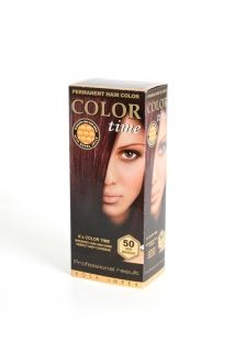 COLOR TIME -Трайна боя за коса  с гелна формула №50 Тъмен махагон
