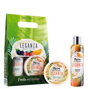 Leganza Fruits & Yoghurt Комплект мус за тяло и душ гел Пъпеш и йогурт 