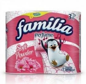 Familia Soft Powder Тоалетна хартия 4бр 2пл 100% чиста целулоза