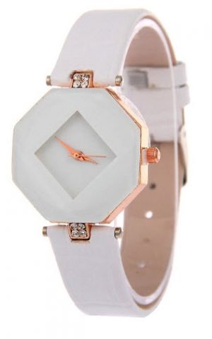Елегантен дамски часовник  Геометрия Кристален кожена верижка кварцов ръчен часовник 
