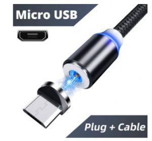 Магнитен кабел за зареждане на телефон iPhone, type C и Android Дължината на кабела е 2 м.