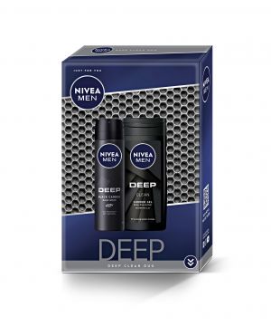 Подаръчен комплект Nivea Men Deep Дезодорант Deep Black Carbon 150 мл + Душ гел Deep Black Carbon 250 мл