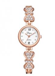 Стилен дамски часовник с имитираща злато верижка панделка  и Diamante