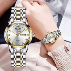Дамски часовник с многофункционална тенденция в западен стил, водоустойчив, светещ от висок клас, изискан двоен календар, моден темперамент, издръжлив дамски часовник