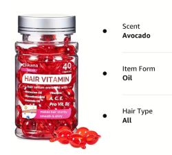 Серум за коса Hair Treatment Serum - без изплакване с масла от арган, макадамия и авокадо - витамини A, E, Pro B5 - балсам за жени и мъже 40 капсули