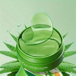 SADOER Aloe Vera Collagen Crystal Eye Mask, хидратираща и освежаваща маска за очи, богата на растителен сквалан, без алкохол, идеална за всички типове кожа, подхранваща грижа за очите | Освежаваща маска за очи | Хидратираща формула  60 броя