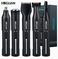 Miguan Професионален комплект тример 5 в 1 за грижа за тялото , USB зареждащ се тример за нос и уши, бръснач за брада и вежди, инструменти за лична хигиена за мъже и жени 