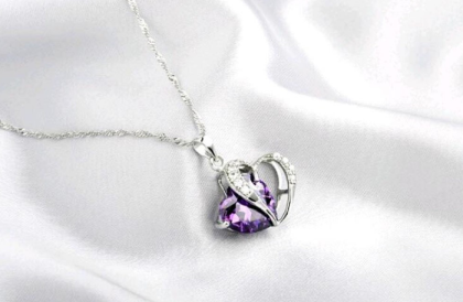 Дамско колие 2 Сърца с кристали и камъче  Fashion Jewelry 