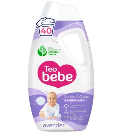 Teo Bebe Laundry Gel Lavender Течен гел концентрат за бебешки дрехи 1,800 мл 40 изпирания