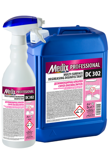  Medix Professional MULTI SURFACE DEGREASING DISINFECTANT DC 302 Дезинфекциращ алкален спрей (обезмаслител) 5 л.