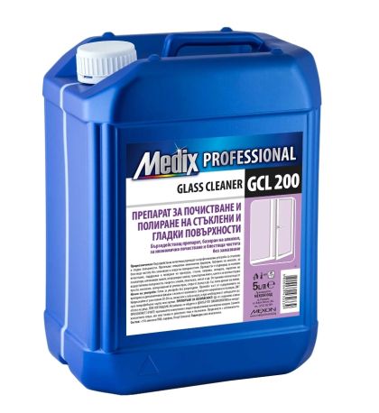  Medix Professional GLASS CLEANER GCL 200 Препарат за почистване и полиране на стъклени и гладки повърхности (люляк) 5 л.