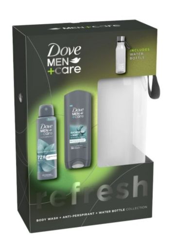 Dove Men + Care Eucalyptus + Mint Мъжки комплект Дезодорант 150 мл + Душ гел 250 мл + Бутилка за вода