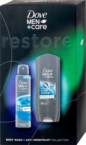 Dove Men Restore + Care комплект set gift Sower gel Clean Comfort 250ml + Deo Clean 150 ml