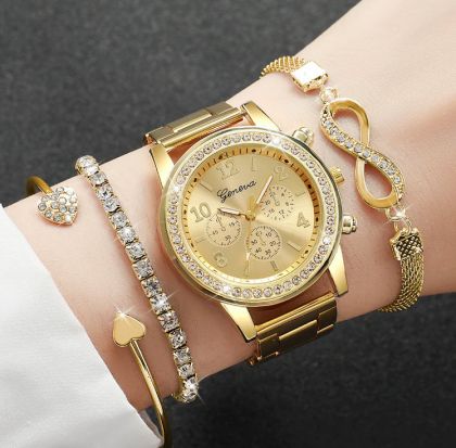 Комплект  Дамски Часовник и 3 гривни