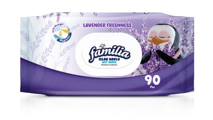 Familia Мокри кърпи, с капак, Лавандула - 90 броя