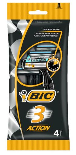  Самобръсначка BIC 3 Action за мъже, 3 ножчета, 4 броя