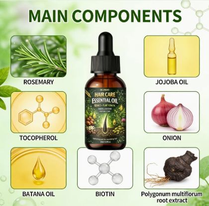 Hair Care Essential Oil Серум за бързо възстановяване на косата, дълбоко подхранващ косата. Съдържа куркума, масло от жожоба и биотин, дълбока грижа и интензивно хидратиращо подхранване, дълготраен аромат, хидратираща и гладка коса, подходящ за мъже и жен