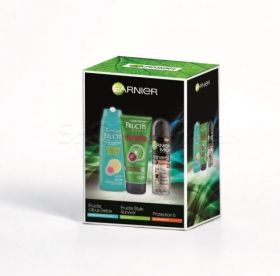 GARNIER комплект с Fructis Detox шампоан,  Fructis Style Survivor гел, Protection 5 мъжки дезодорант 