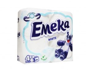 Emeka White Тоалетна хартия 4 ролки, 3 пласта