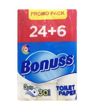 Sanitex Bonuss Toilet Paper Тоалетна хартия  3 пл. 24+6 бр.