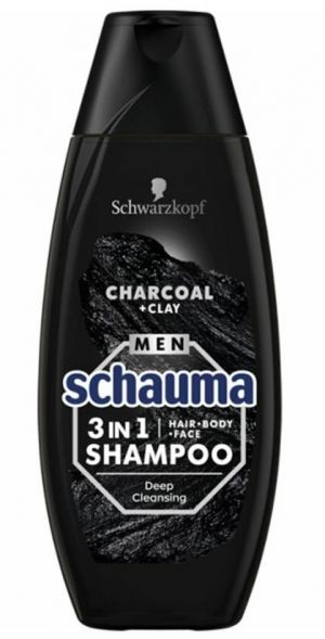 Schauma Charcoal + Clay 3 in 1 Shampoo  Men 400мл.