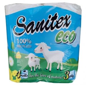 Тоалетна хартия Sanitex Eco 3 пл. 4 бр. в стек