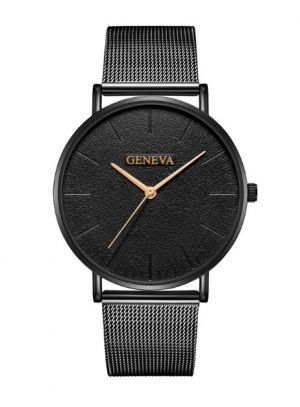 Елегантен Дамски часовник в черно ултра тънък  Geneva