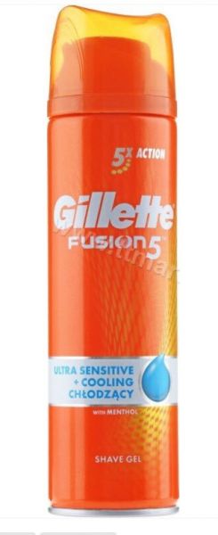 Gillette Fusion Ultra sensitive+ cooling mentol  гел за бръснене 200мл