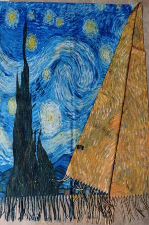 Кашмирен двулицев шал - картини  "The Starry Night""