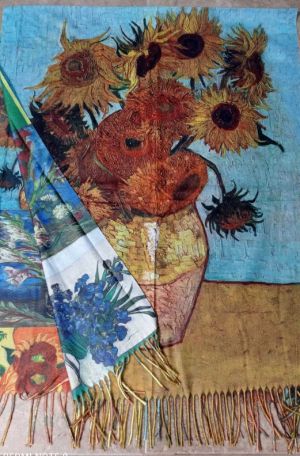 Кашмирен двулицев шал - картини "The Sunflowers"