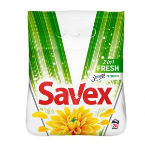 Прах за пране Savex 2in1 Fresh, 80 изпирания, 8 кг