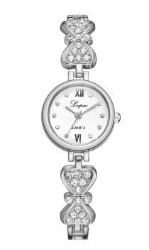 Стилен дамски часовник с имитираща злато верижка панделка  и Diamante