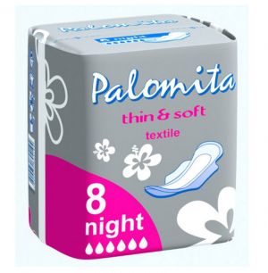 Palomita "Thin & Soft" Нощни дамски превръзки текстилно покритие 8 бр