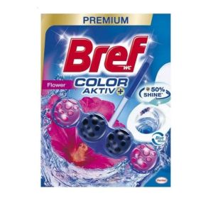 Bref Color Active Flowers - Tвърдо тоалетно блокче с ефект "СИНЯ ВОДА" 50гр.