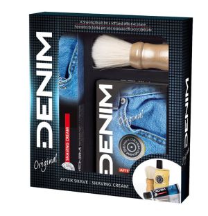 Denim Original Комплект Афтършейв 100 мл + Крем за бръснене 150 мл + Четка за бръснене