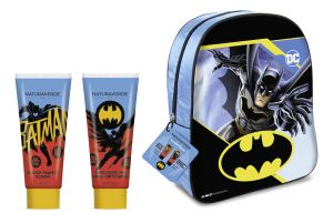 Детски комплект за момче Batman Шампоан за коса и тяло 100 мл + Душ-гел 100  мл + Batman Раничка