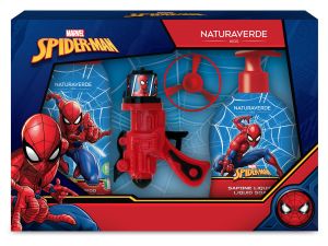 Детски комплект за момче  Spiderman Шампоан за коса и тяло 250 мл + Течен сапун 300 мл + Пистолет Spiderman с перка