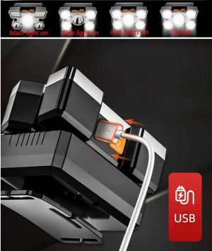 USB Акумулаторен Фенер - Водоустойчиви 5 LED светлини 4 Режима На Работа - За Дейности На Открито - Риболов, Къмпинг, Бягане