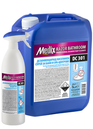 Medix Professional DISINFECTANT BATHROOM CLEANER DC 301 Дезинфекциращ киселинен спрей за бани и spa-центрове 5 л.