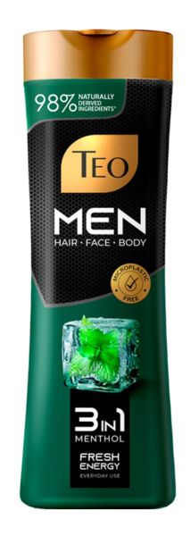 Teo Men 3 in 1 Menthol Shampoo Шампоан мъже - за коса, лице и тял 350 мл