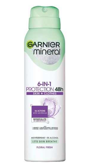 Garnier Mineral Protection 6 In 1 Skin + Clothes 48h Floral Fresh Дезодорант за жени 150 мл