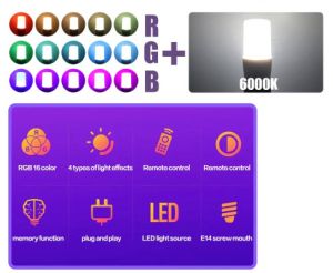 RGB LED КРУШКА С ДИСТАНЦИОННО УПРАВЛЕНИЕ E14 6W - 220 V 6000К