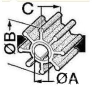 ВОДНА ПОМПА ИМПЕЛЕР за Tohatsu / Nissan 2/4T 4/5/6/8/9.8 HP вал12,4 вис18,2 диа40мм 3B2-65021