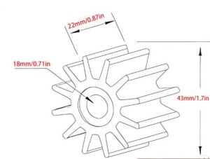 ВОДНА ПОМПА ИМПЕЛЕР за Yamaha 2-тактов 6HP 8HP ос 18 мм. височина 22мм. диаметър 43мм. 655-44352
