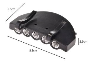   Външни LED челници 5 LED ултра ярки светлини с щипка за шапка, мигаща / постоянно светеща нощ, удобна риболовна светлина, фенер за глава