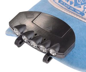   Външни LED челници 5 LED ултра ярки светлини с щипка за шапка, мигаща / постоянно светеща нощ, удобна риболовна светлина, фенер за глава