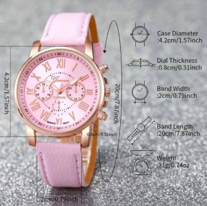 Комплект от 6 части Дамски часовник Ежедневен сладък кварцов часовник със сърце Аналогов ръчен часовник и гривни от неръждаема стомана