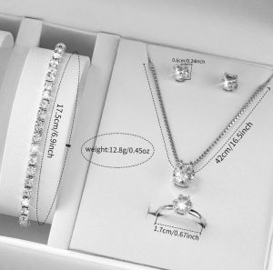 Комплект от 6 броя дамски часовници, модни сребърни, стоманени, аналогови кварцови часовници с диамантени бижута