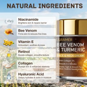 Крем Bee Venom  Turmeric за лице и шия с пчелна отрова, хидратиращ, за всички типове кожа 60 грама